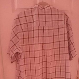 checkered X-lg shirt, blue and white.